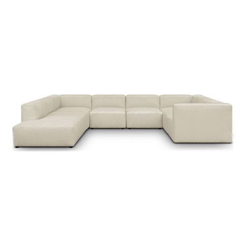 Canapé modulable panoramique 12 places ouvert à gauche en velours côtelé beige - Modulo