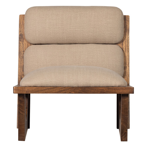 Fauteuil organique en bois et tissu bouclé beige - Opulent