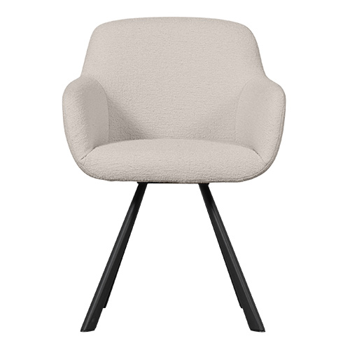 Fauteuil de table en tissu bouclé écru - Juno