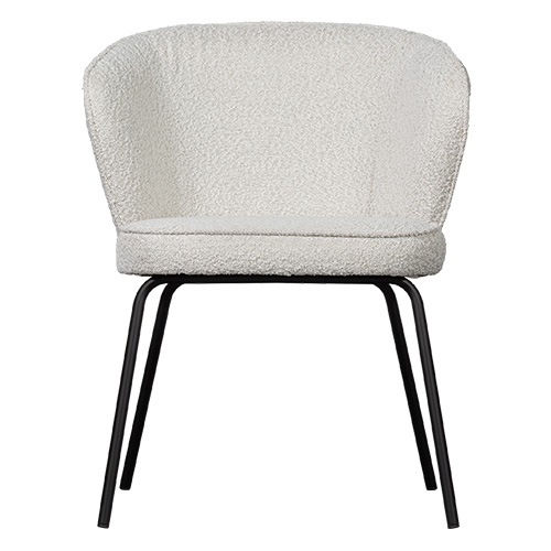 Fauteuil de table en tissu bouclé gris - Juno