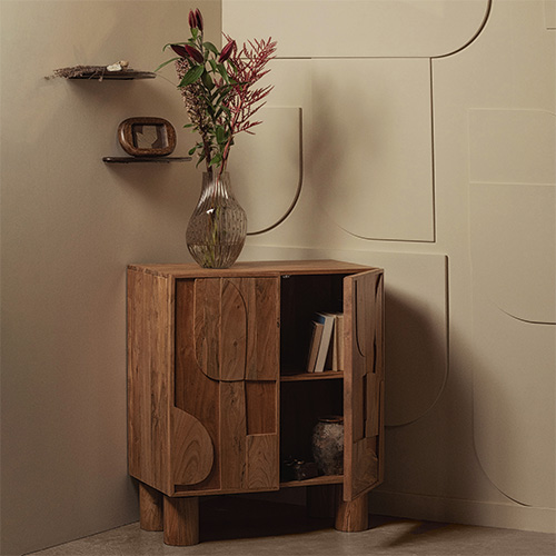 Buffet 2 portes en bois sculpté 80 cm - Notice