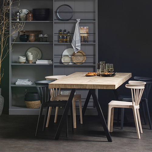 Table à manger en bois motifs à chevrons 200 cm - Tablo