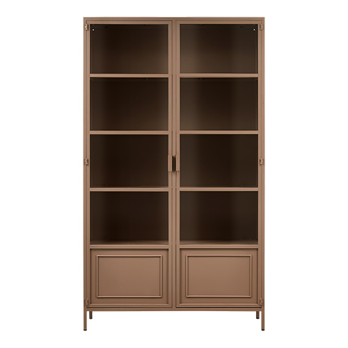 Vaisselier 2 portes en métal marron poudré 110 cm - Ronja