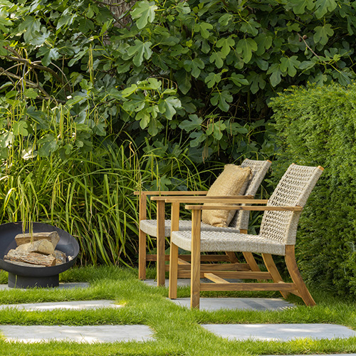 Fauteuil de jardin en teck et osier - Copper