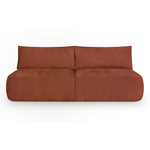 Canapé convertible 3 places avec coffre de rangement en tissu chenille terracotta - Jasper