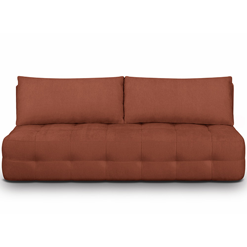 Canapé convertible 3 places avec coffre de rangement en tissu chenille terracotta - Léo