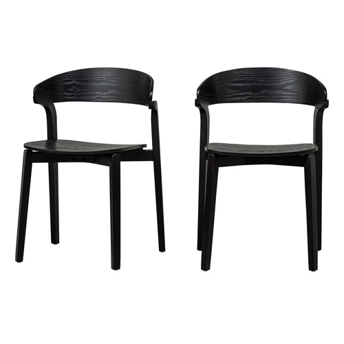 Chaise de salle à manger en bois placage frêne noir - Craig