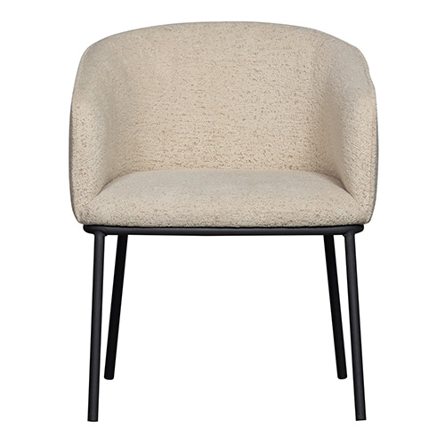 Chaise de salle à manger en tissu bouclé beige - Leon