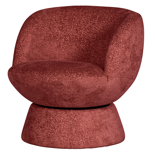 Fauteuil pivotant en tissu chenille rouille - Shuffle