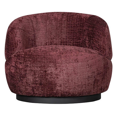 Fauteuil pivotant en tissu chenille aubergine - Woolly