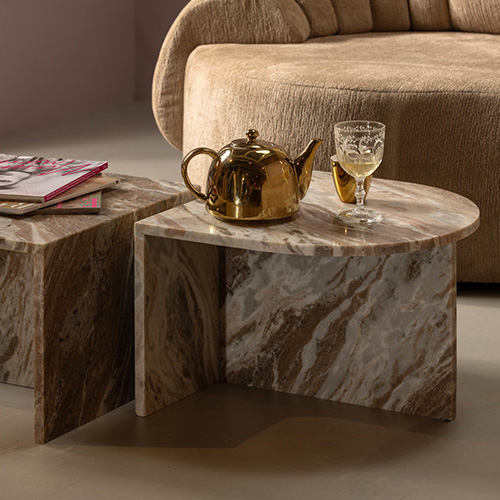 Table d'appoint ovale en marbre naturel - Xhail