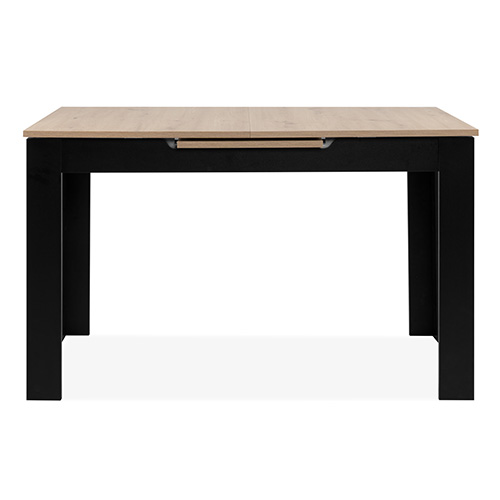 Table à manger extensible 4/6 personnes effet chêne et noire 125/165 cm - Lars