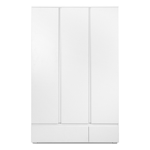 Armoire 3 portes 2 tiroirs blanche 122 cm - Medea