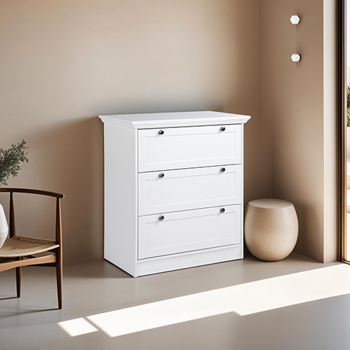 Commode 3 tiroirs blanche 80 cm - Alix