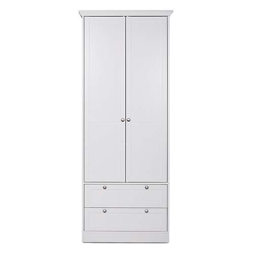 Armoire 2 portes 2 tiroirs blanche 80 cm - Alix