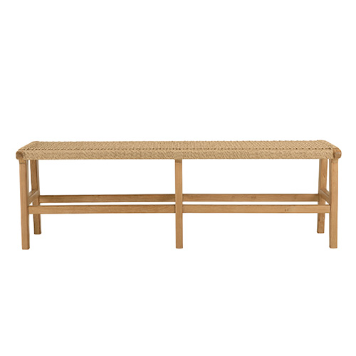 Banc de jardin 3 places teck assise rotin synthétique beige VALERIA