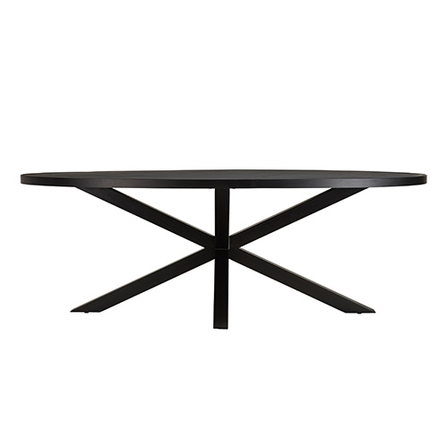 Table à manger ovale plateau noir effet pierre 220 cm - Basile