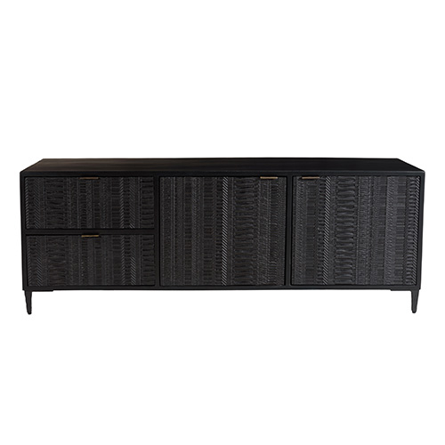 Meuble TV en manguier noir sculptés 140cm - Gloria