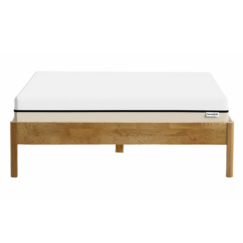 Ensemble lit 140x190 en chêne massif Aina + Matelas Hybride à ressorts ensachés et mémoire de forme - Spring Elite