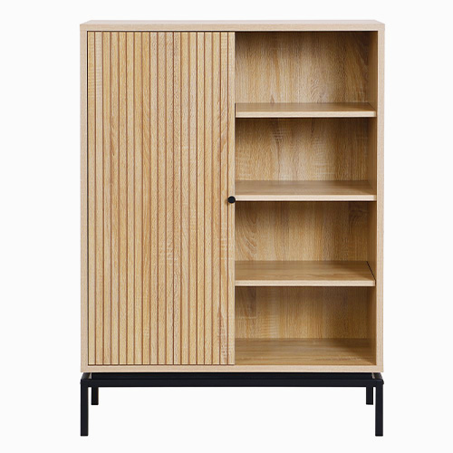 Bibliothèque 1 porte 4 niches effet bois 80 cm - Talia