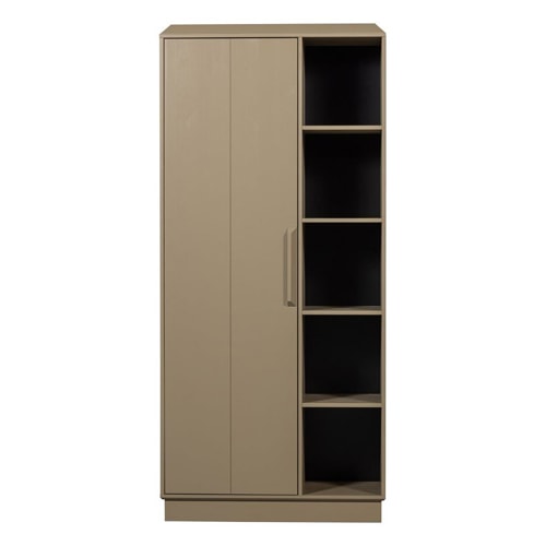 Buffet haut 2 portes 5 niches en bois massif FSC marron 100 cm - Lowen