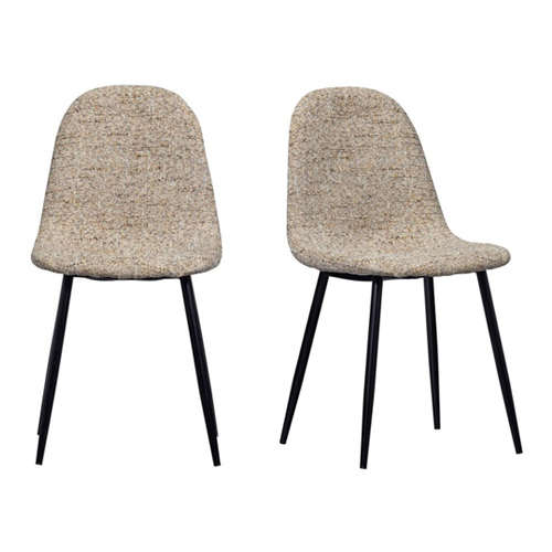 Lot de 2 chaises de salle à manger en tissu chenille beige - Marije