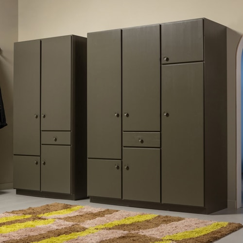 Armoire 4 portes 1 tiroir en bois FSC vert kaki 107 cm - Alfie
