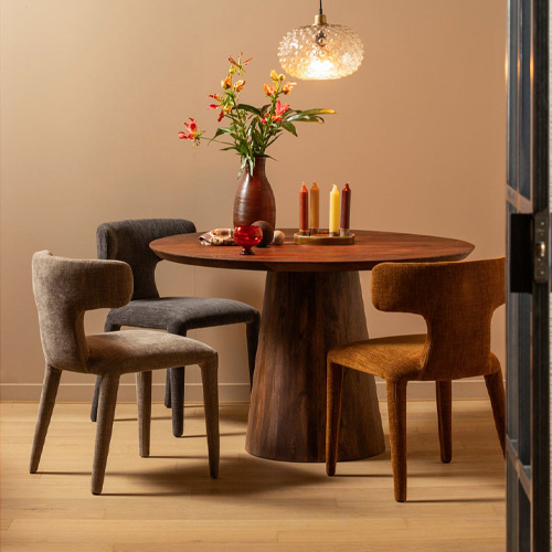 Lot de 2 chaises de salle à manger en tissu beige - Permit