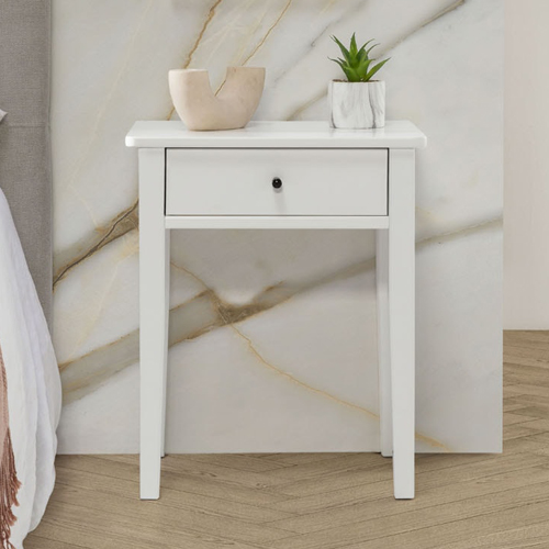 Table de chevet 1 tiroir en bois blanc - Stan