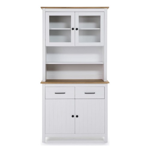 Vaisselier 4 portes 2 tiroirs en bois massif blanc H180 cm - Ida