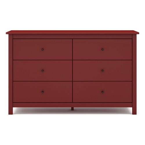 Commode 6 tiroirs en bois massif rouge 130 cm - Macha