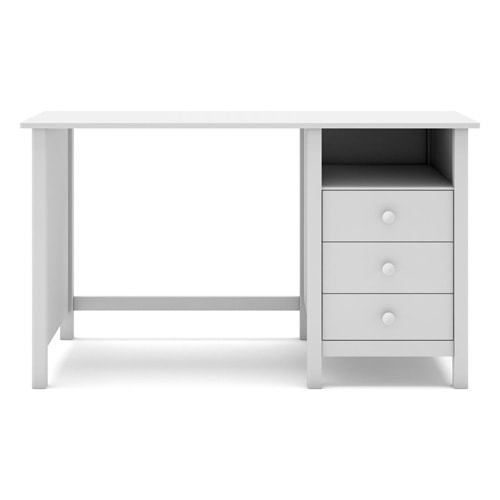 Bureau enfant 3 tiroirs en bois massif blanc 120 cm - Melvin