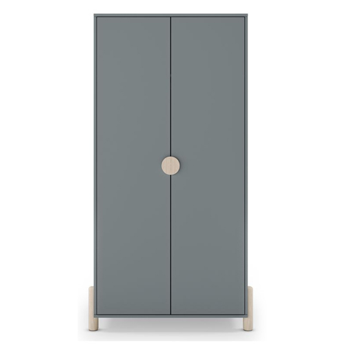 Armoire enfant 2 portes en bois vert kaki 92 cm - Bastien