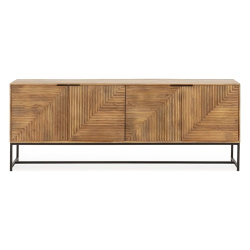 Buffet 4 portes en bois de manguier sculpté 210 cm - Tao