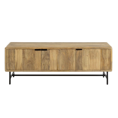 Meuble TV 4 portes en bois de manguier 145 cm - Sanja