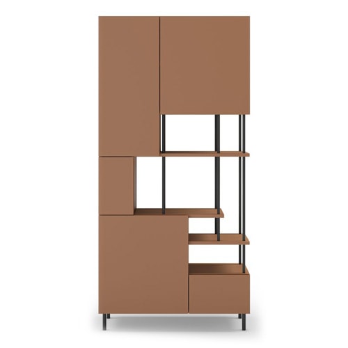 Blibliothèque 5 portes terracotta H175 cm - Lise