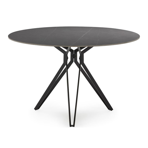 Table à manger ronde en céramique effet ardoise 4 pers. 120 cm - Cuma