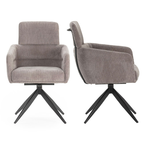 Lot de 2 fauteuils de table pivotants en tissu gris foncé - Alvar