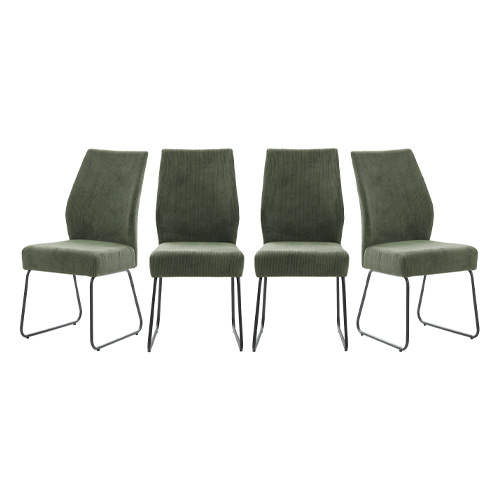 Lot de 4 chaises en velours côtelé vert - Stuga