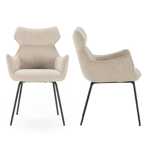 Lot de 2 fauteuils de table en tissu beige - Iconic