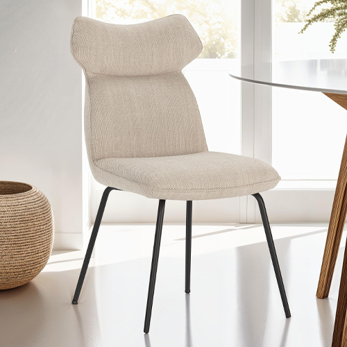 Lot de 2 chaises en tissu beige - Iconic