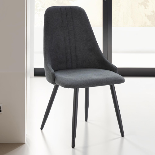 Lot de 4 chaises en tissu gris foncé - Soan