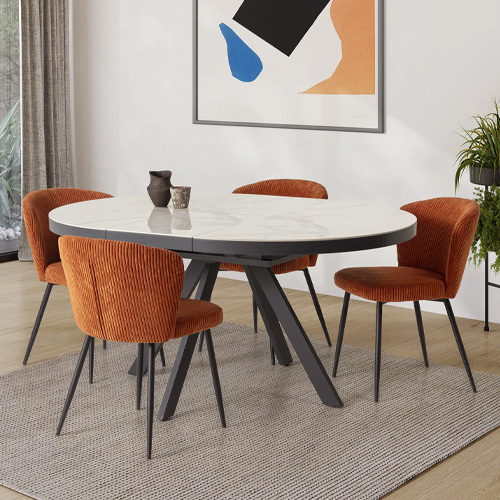 Lot de 4 chaises en velours côtelé rouille - Klara