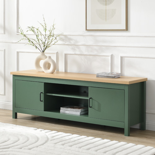 Meuble TV 2 portes vert 160 cm - Sana
