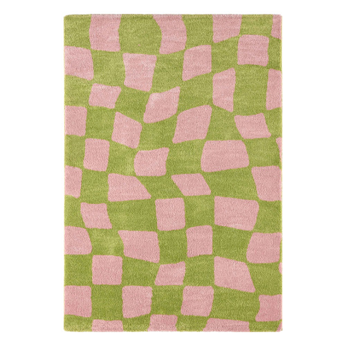 Tapis rétro à damier vert 120x160 cm - Nahia