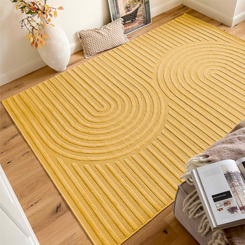 Tapis arc de cercle jaune 200x290 cm - Quinn