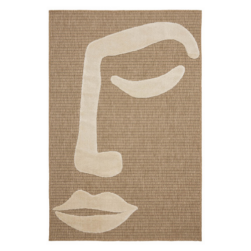 Tapis visage abstrait jute blanc 80x150 cm - Tate