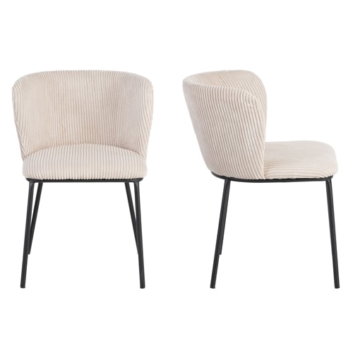 Lot de 2 chaises en velours côtelé beige - Toma
