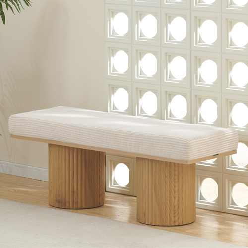 Banc en velours côtelé beige - Mahe