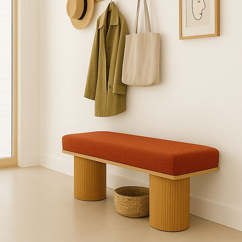 Banc en tissu bouclé rouille - Mahe